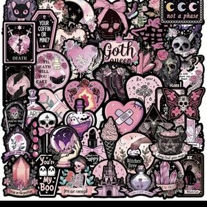 Gothic Sticker Collection with Pink and Black Designs 15 Pack
